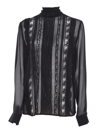 P.a.r.o.s.h Floral-lace Semi-sheered Shirt In Black