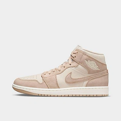 Nike Air Jordan 1 Mid Se Washed-suede And Leather Sneakers In Legend Light Brown/legend Medium Brown/sail 