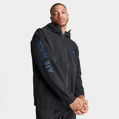 Nike Men's Sportswear Air Max Pk Woven Jacket In Black/black/black/game Royal