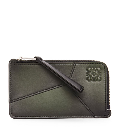 Loewe Leather Puzzle Edge Zipped Card Holder In Green