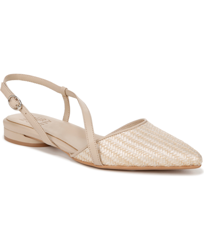 Naturalizer Hawaii 2 Slingback Flats In Opal,natural Woven Straw,faux Leather