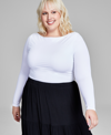 AND NOW THIS TRENDY PLUS SIZE BOAT-NECK LONG-SLEEVE TOP