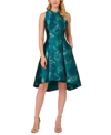 ADRIANNA PAPELL WOMEN'S FLORAL JACQUARD SLEEVELESS FIT & FLARE DRESS