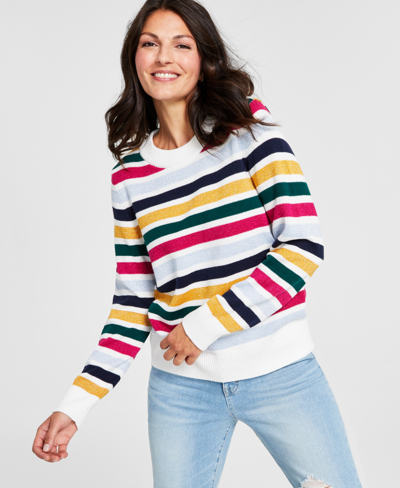 Style & Co Women's Holiday Themed Whimsy Sweaters, Created For Macy's In Multi Stripe