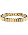 ESQUIRE MEN'S JEWELRY BLACK SPINEL CYLINDER LINK BRACELET IN GOLD-TONE ION-PLATED STERLING SILVER, CREATED FOR MACY'S