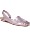 Franco Sarto Women's Teagan Square Toe Slingback Flats In Metallic Pink Faux Leather
