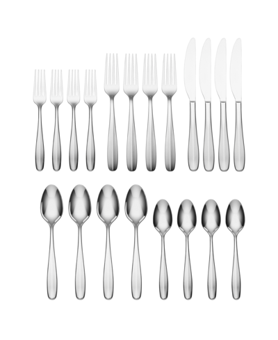 Oneida Oakwood 20 Piece Everyday Flatware Set, Service For 4 In Metallic And Stainless