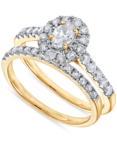 Macy's Diamond Oval Halo Bridal Set (1 Ct. T.w.) In 14k Gold In Yellow Gold