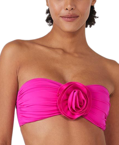 KATE SPADE WOMEN'S ROSETTE-DETAIL CONVERTIBLE BANDEAU BIKINI TOP