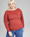 AND NOW THIS TRENDY PLUS SIZE BOAT-NECK LONG-SLEEVE TOP