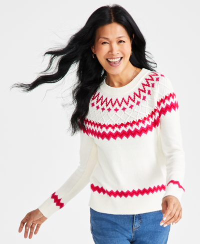 Style & Co Petite Holiday Themed Whimsy Sweaters, Created For Macy's In Natural Ivory