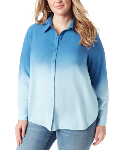 Jessica Simpson Trendy Plus Size Carleen Ombre Shirt In Ultramarine - Cerulean