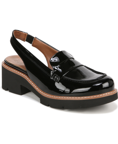 Naturalizer Darry-slingback Lug Sole Loafers In Black Faux Patent