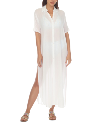 Raviya Women's Button-down Maxi Dress Cover-up In White