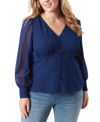 JESSICA SIMPSON TRENDY PLUS SIZE ELIA BUTTON-FRONT BLOUSE