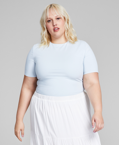 And Now This Trendy Plus Size Second Skin Crewneck Short-sleeve T-shirt In Cool Dusk