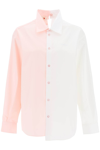 Marni White Asymmetric Shirt In Bio Poplin In White, Pink