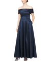 ALEX EVENINGS WOMEN'S OFF-THE-SHOULDER PLEATED GOWN