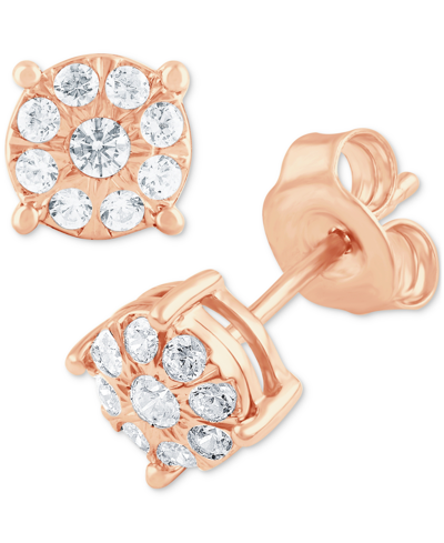 Macy's Diamond Cluster Stud Earrings (1/4 Ct. T.w.) In 14k Rose Gold