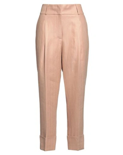 Peserico Woman Pants Light Brown Size 10 Linen In Beige