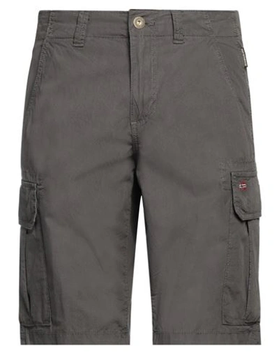 Napapijri Man Shorts & Bermuda Shorts Lead Size 30 Cotton In Grey