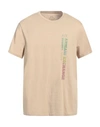 Armani Exchange Man T-shirt Sand Size L Organic Cotton In Beige