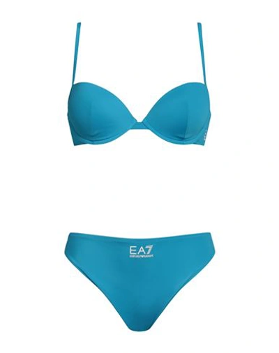 Ea7 Woman Bikini Azure Size 2 Polyester, Elastane In Blue