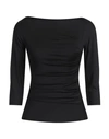 Emporio Armani Woman T-shirt Black Size 16 Viscose, Elastane