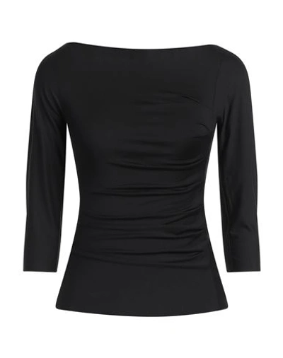 Emporio Armani Woman T-shirt Black Size 16 Viscose, Elastane