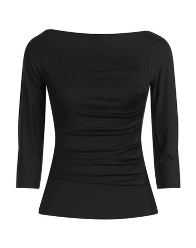 Emporio Armani Woman Top Black Size 4 Viscose, Elastane