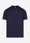 Paul Smith Black T-shirt With Multicolor Striped Accents In Blue