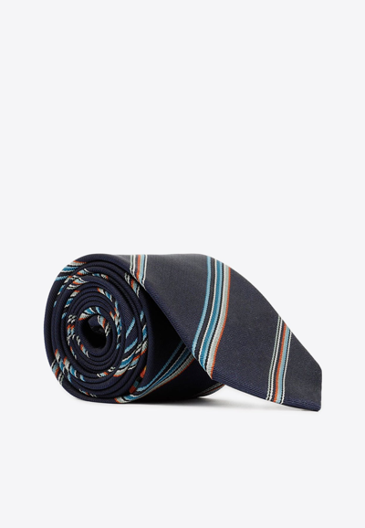 Paul Smith Artist Stripe Silk Tie In Multicolour