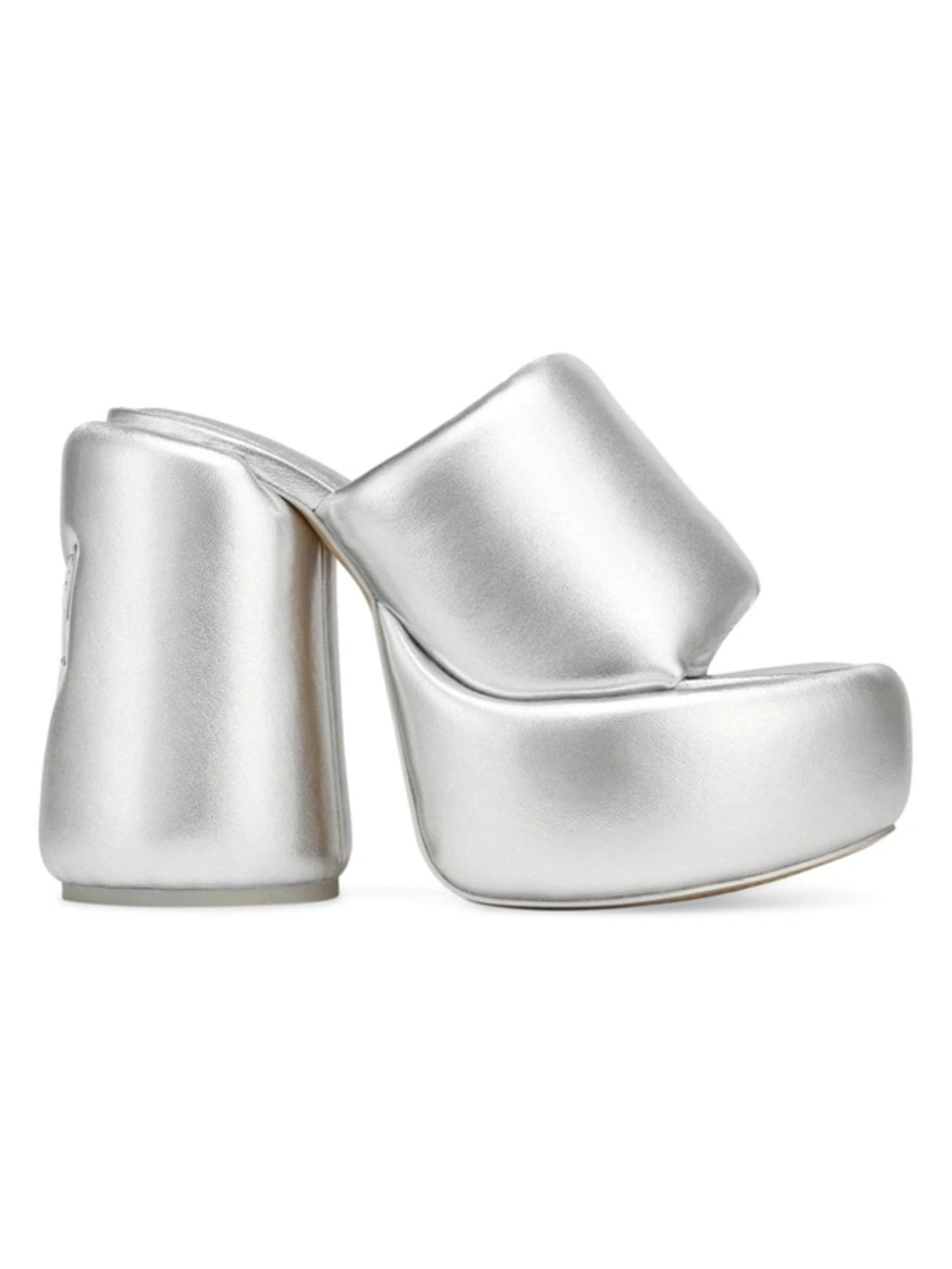 Naked Wolfe 厚底ミュール シルバー Naked Wolfe Women's Wow Heeled Sandals In Silver Sheep Leather