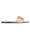 GIVENCHY WOMEN'S 4G FLAT MULES IN LAMINATED LEATHER