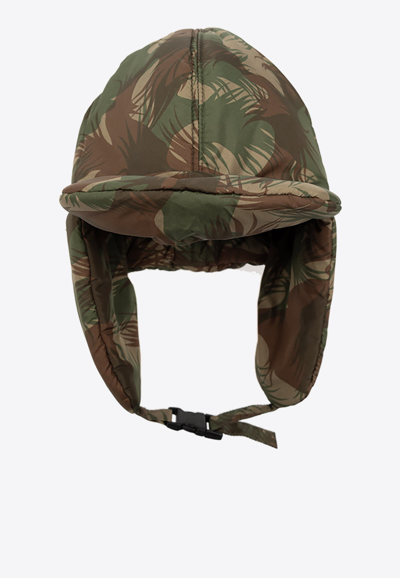 Moschino Camouflage-print Padded Hat In Green