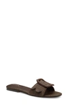 Birdies Kiwi Slide Sandal In Chocolate Raffia