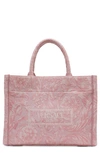 Versace Athena Large Jacquard Tote Bag In Pink/ Rose/ Gold