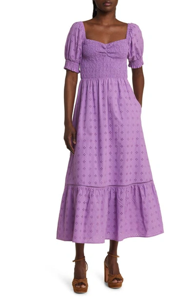 Lost + Wander La Luna Puff Sleeve Dress In Lavender