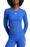 Adidas Originals Crop Rib Long Sleeve T-shirt In Semi Lucid Blue