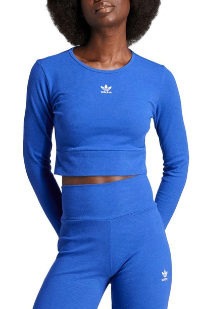 Adidas Originals Crop Rib Long Sleeve T-shirt In Semi Lucid Blue