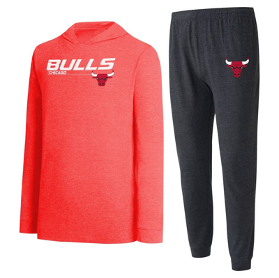 Concepts Sport Black/red Chicago Bulls Meter Pullover Hoodie & Jogger Pants Set