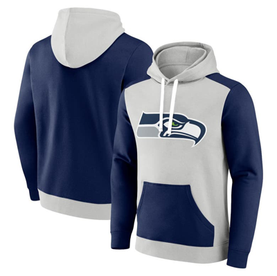 Fanatics Men's  Silver, Navy Seattle Seahawks Big And Tall Team Fleece Pullover Hoodie In Silver,navy