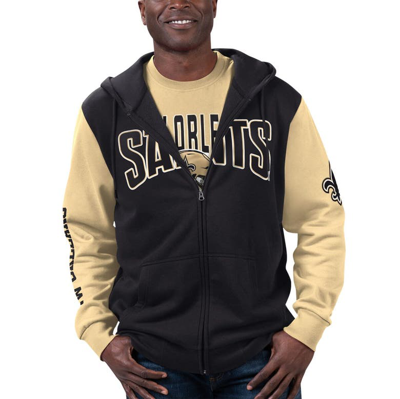 G-iii Sports By Carl Banks Men's  Black, Gold New Orleans Saints T-shirt And Full-zip Hoodie Combo Se In Black,gold