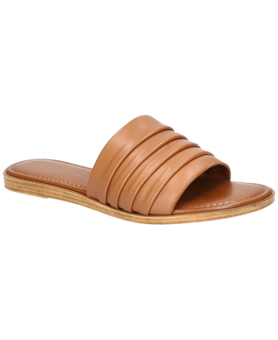 Bella Vita Womens Leather Flat Slide Sandals In Whiskey Italian Leather