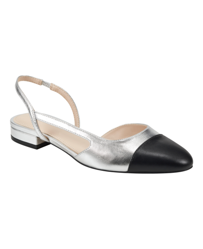 Marc Fisher Women's Dela Closed Toe Slingbacks Dress Flats In Silver - Manmade