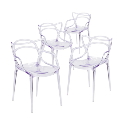 Emma+oliver 4 Pack Transparent Stacking Side Chair In Clear