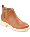 Journee Collection Women's Rorke Lug Sole Stretch Gore Ankle Booties In Tan