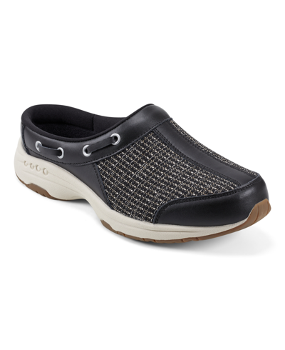Easy Spirit Women's Travelport Round Toe Casual Slip-on Mules In Black,silver Multi - Leather,textile