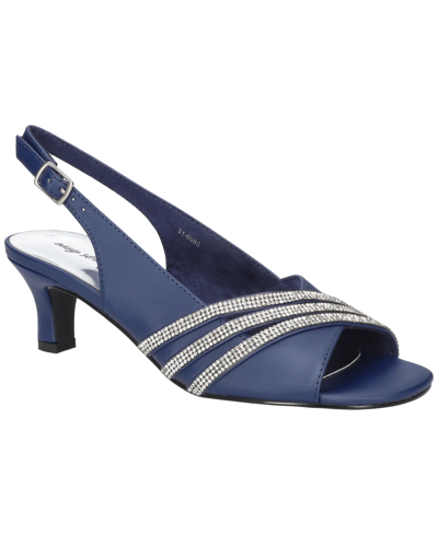 Easy Street Women's Teton Buckle Slingback Dress Sandals In Navy Satin