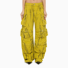 Attico Fern Wide-leg Cargo Jeans In Yellow